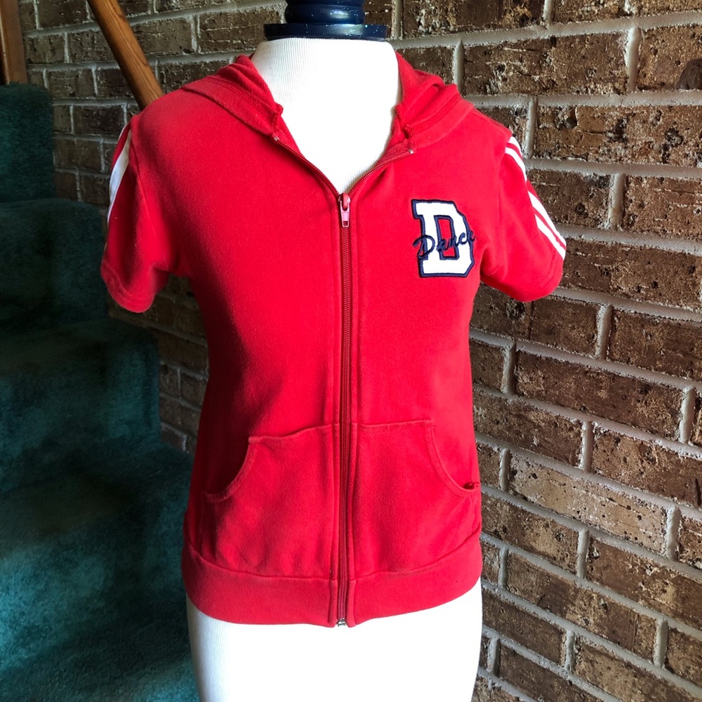 Y2K VTG RaveGirl Red Short Sleeve Zip Up